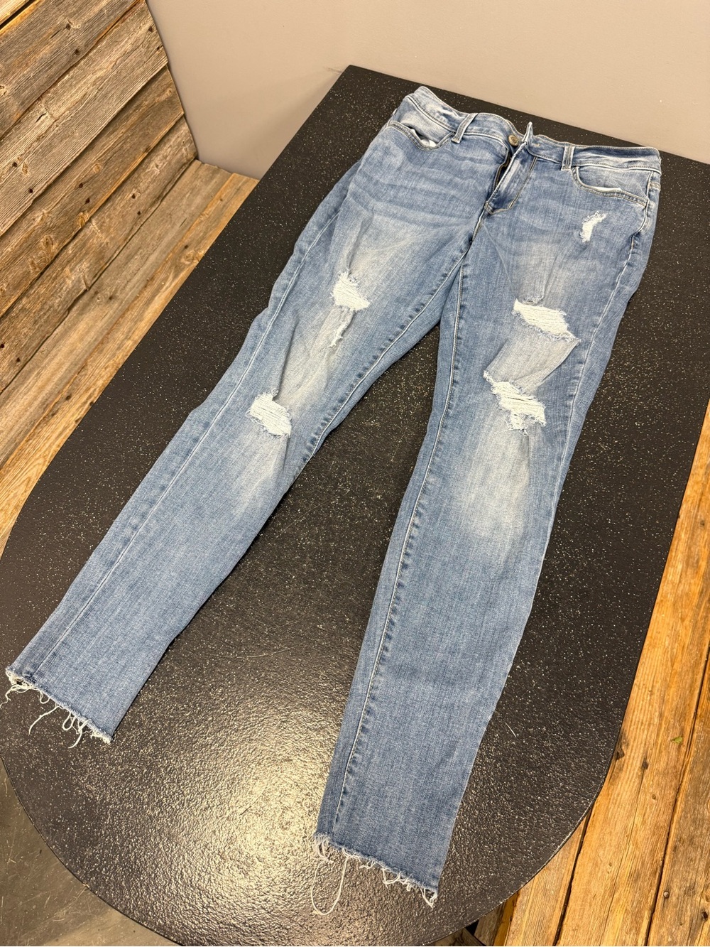 Maurices Light Blue Distressed Skinny Jeans